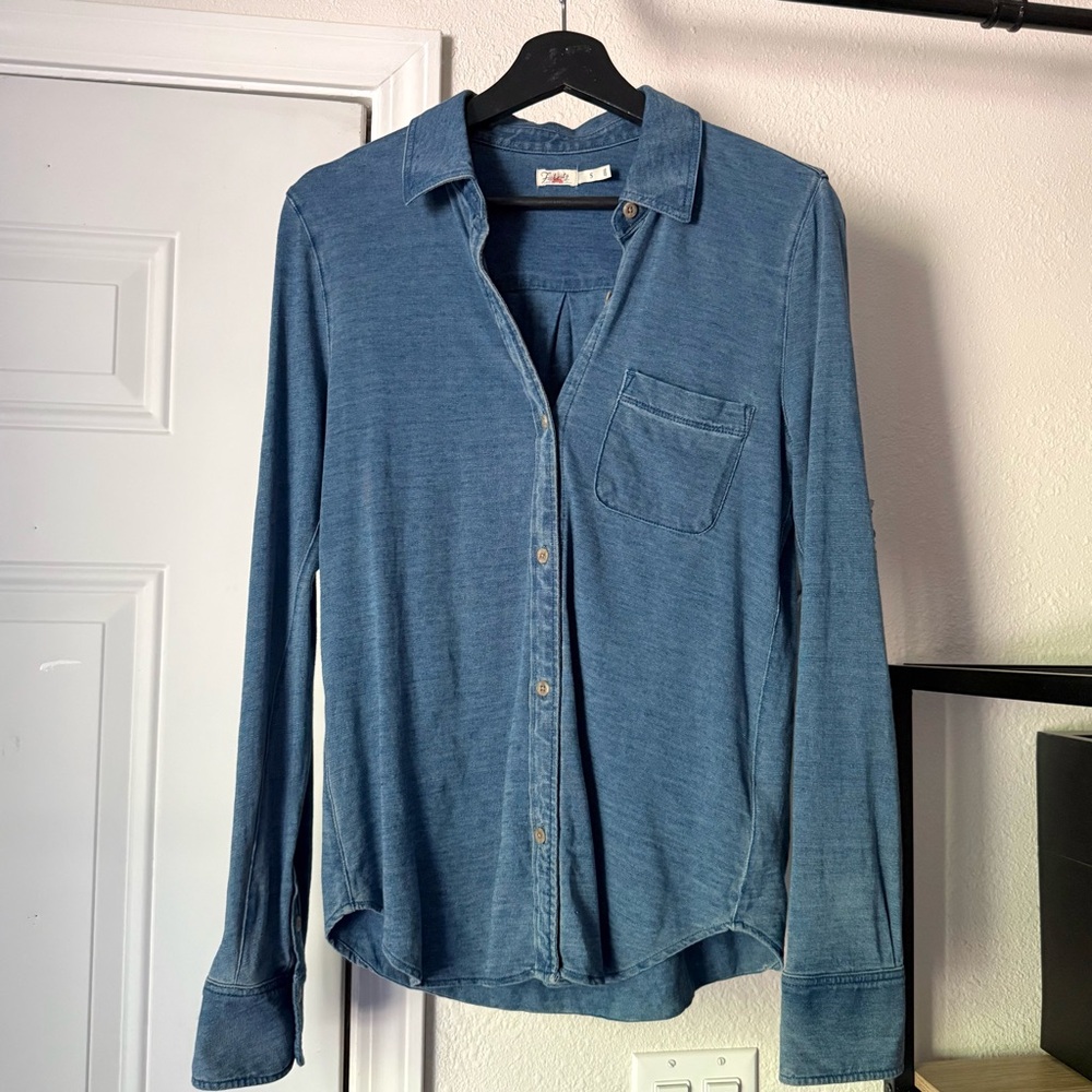 Faherty Blue Button-Down Shirt
